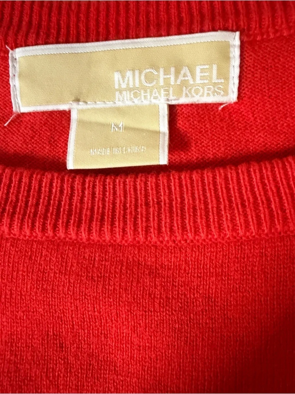 Michael Kors Bright Red Long-Sleeve Knit Tunic with Zip Detail